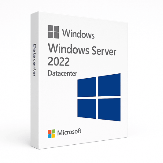 Windows Server 2022 Datacenter Key – Global & Digital aktivierbar, Softwareverpackung mit Microsoft-Logo für digitale Betriebssystemlizenz.