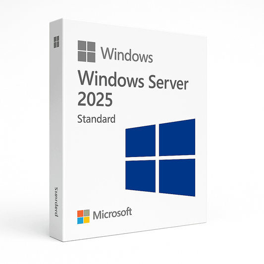 Windows Server 2025 Standard – Globaler Produktschlüssel in Retail-Verpackung, ideal für VMs und digitale Aktivierung weltweit nutzbar.