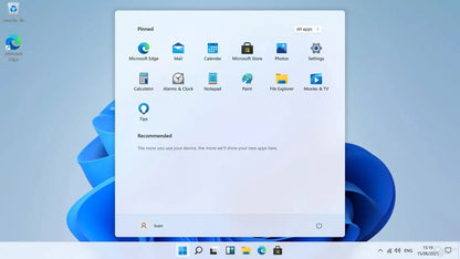 Startmenü von Windows 11 Pro – Benutzeroberfläche nach Aktivierung mit Windows 11 Pro Key, digitaler Sofortversand für 64/32 Bit.